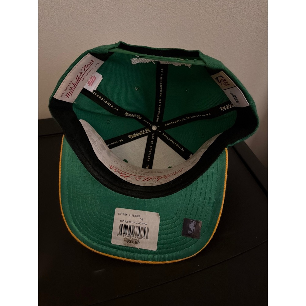Mitchell & Ness New Orleans Jazz Snapback Hat Green Yellow NBA Cap 21188028 - Picture 4 of 4